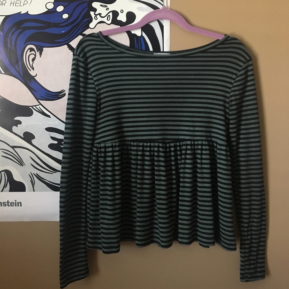 Kimichi Blue. Green and black striped peplum top!